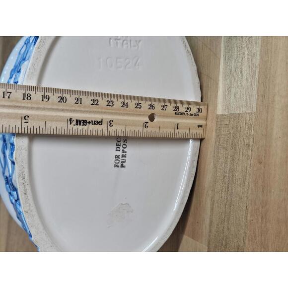 Vintage Italian Ceramic Lattice Basket Blue Woven Pottery 7" Tall Spring/Easter - Picture 11 of 15